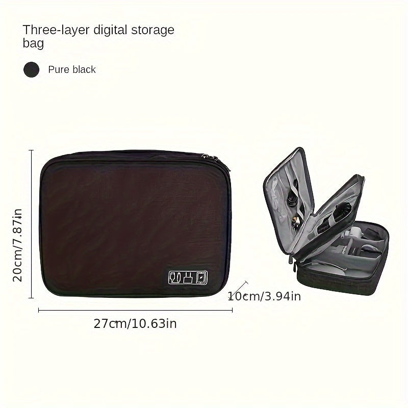 Electronics Organizer Travel Case, Water Resistant Cable Organizer Bag for Travel Essentials, Tech Gifts for Men, Storage Bag as Accessories for Phone, Cord, iPad