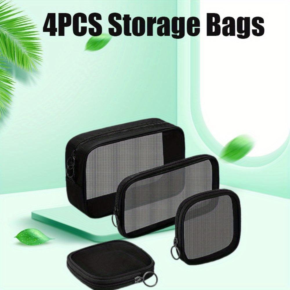 4 Pieces Cosmetic Organizer Bags with Zipper, Portable Makeup Cosmetic Bag, for Purse Travel Daily or Keep Small Items