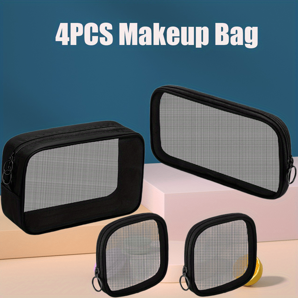 4 Pieces Cosmetic Organizer Bags with Zipper, Portable Makeup Cosmetic Bag, for Purse Travel Daily or Keep Small Items