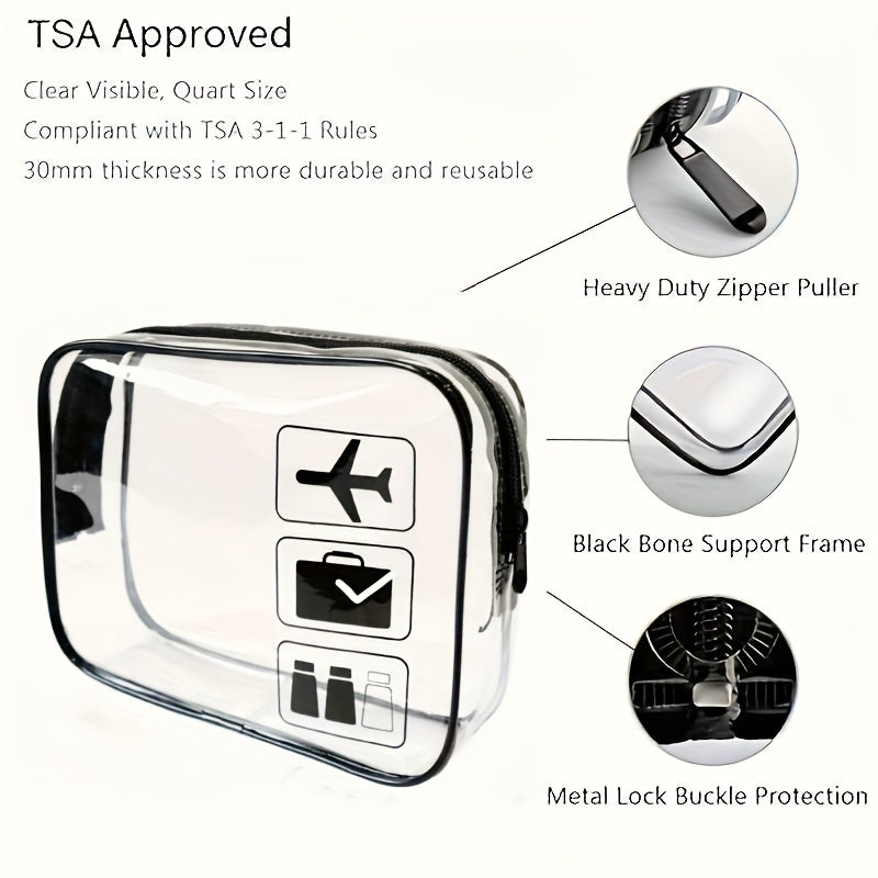 1pc TSA Approved Clear Toiletry Travel Bag - Quart Size (8.15\