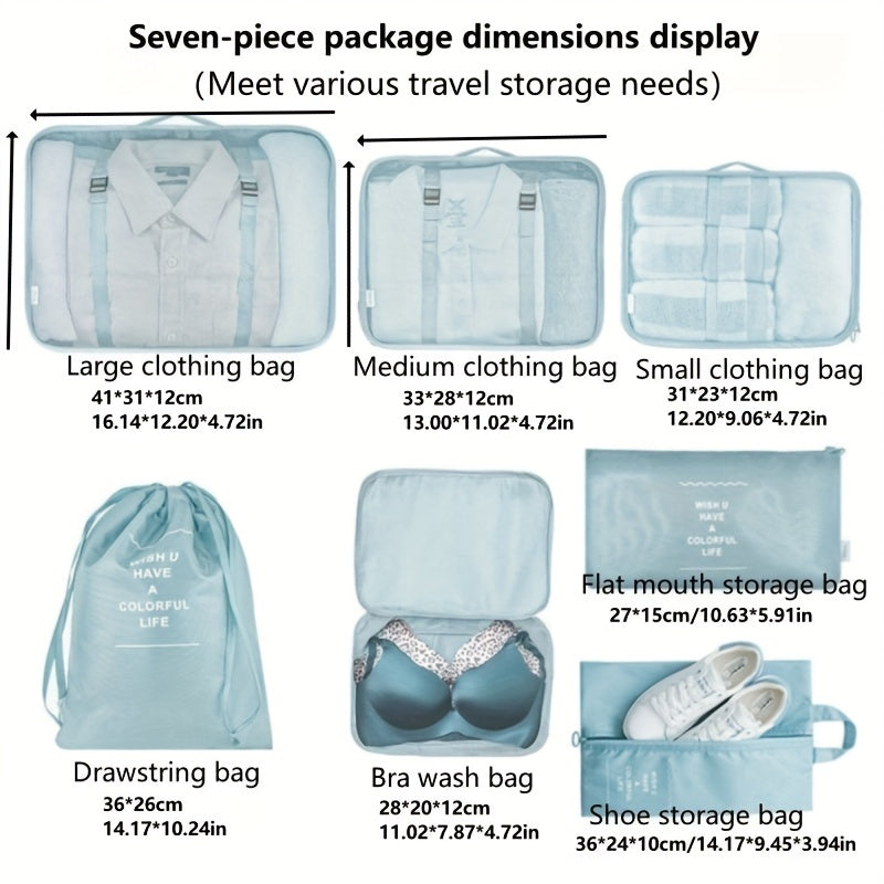 7pcs, High Quality Travel Storage Set, Thick High Quality Storage Bag with Zipper Closure, Efficient Sorting Of Travel Storage Bag, Foldable Travel Bag, Travel Bag