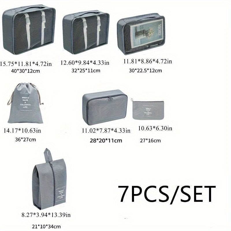 7Pcs\u002FSet Travel Packing Organizers, Lightweight Luggage Organizer Bags Set in 3 Sizes with Large Toiletries Bag\u002FUnderwear Bag\u002FShoe Bag, Travel Essentials for Carry on