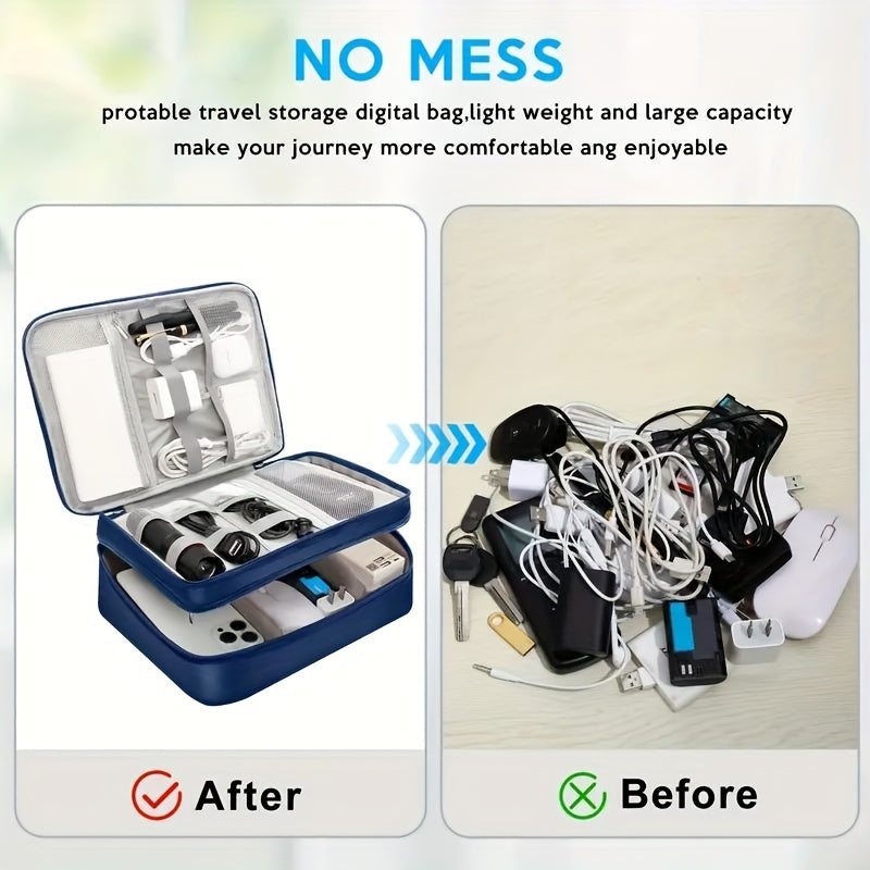 Electronics Organizer Travel Case, Water Resistant Cable Organizer Bag for Travel Essentials, Tech Gifts for Men, Storage Bag as Accessories for Phone, Cord, iPad