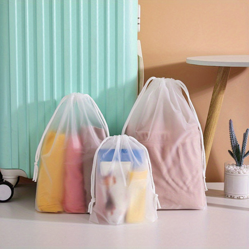 10pcs Multi Functional Storage Bag with Drawstring, Suitable for Organizing Underwear, Shoes, Clothes, Bundle Pockets, Frosted Bags, Cosmetics Storage Packaging Bags, Home and Travel Storage Bags