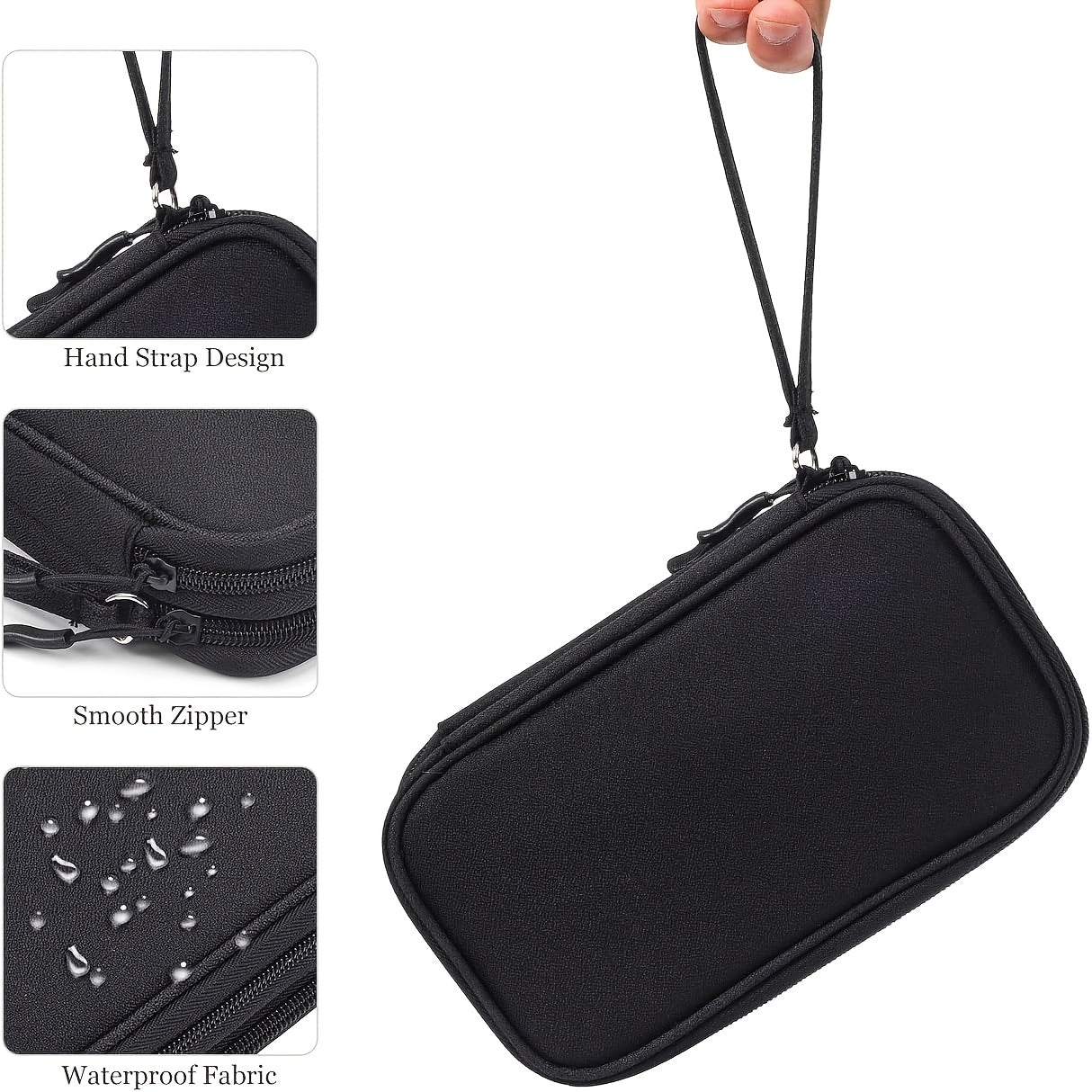 Waterproof Double-Layer Electronics Organizer Bag for Travel, Tech Pouch with Padded Compartments & Elastic Straps - Cable Storage for Chargers, Power Banks, Phones & SD Cards