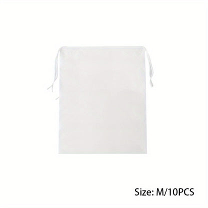 10pcs Multi Functional Storage Bag with Drawstring, Suitable for Organizing Underwear, Shoes, Clothes, Bundle Pockets, Frosted Bags, Cosmetics Storage Packaging Bags, Home and Travel Storage Bags