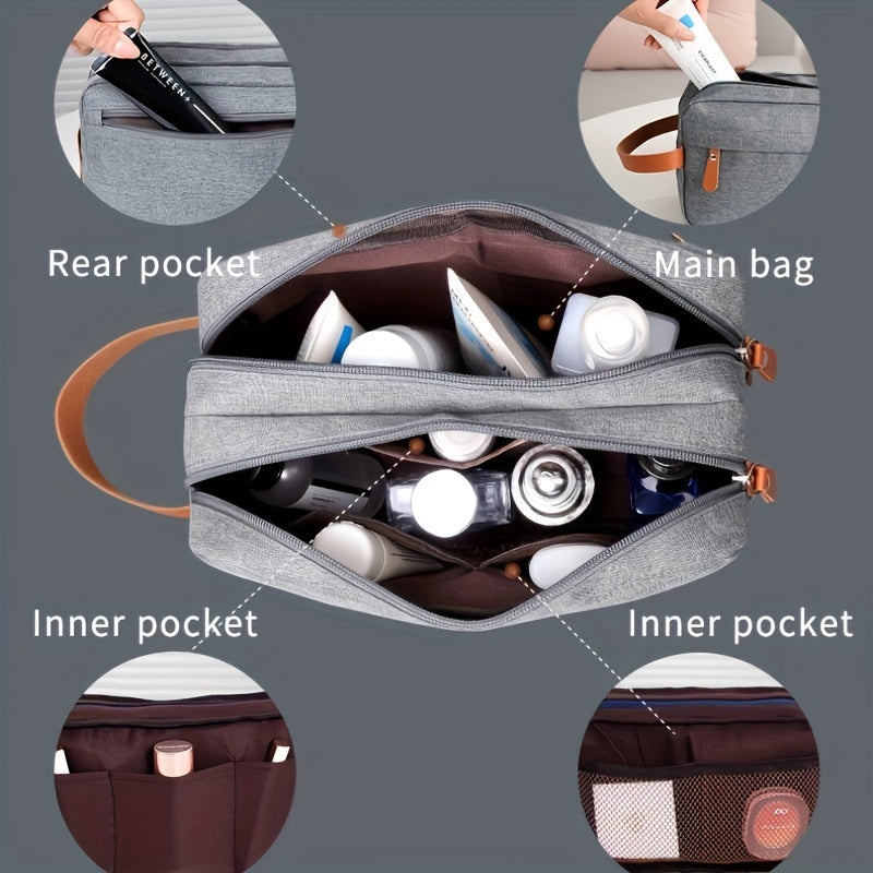 Men's Cationic 300D High Quality Travel Toiletry Storage Bag Hanging Dopp Kit Shaving Bag with Divider And Handle Travel Bags